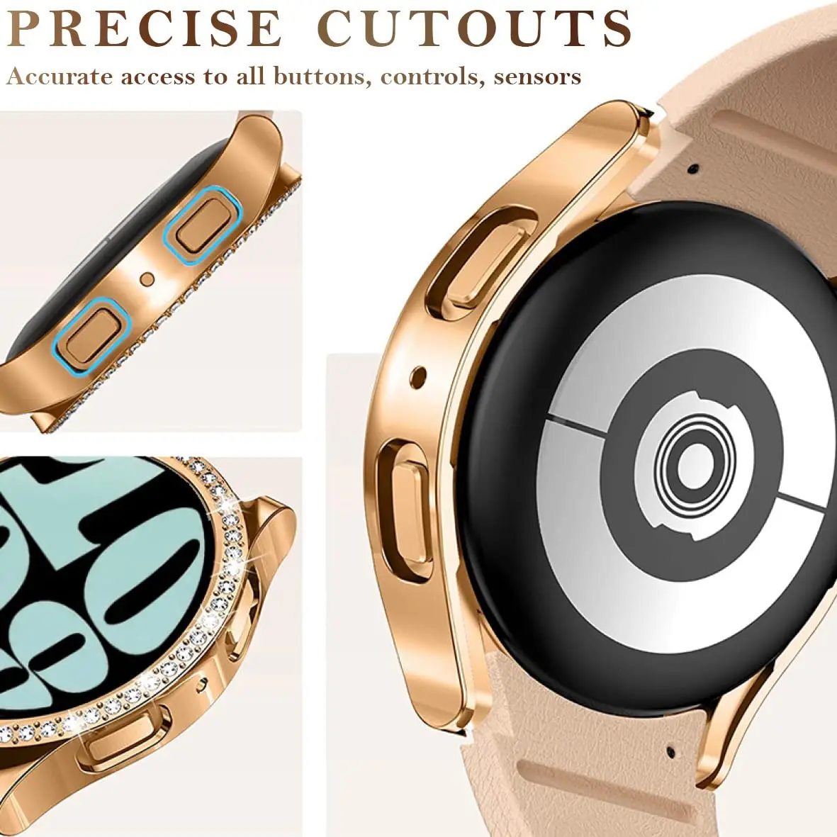 Glass+Case for samsung Galaxy watch 6 4 5 44mm 40mm 44 accessoires Bling Diamond PC bumper+Screen protector watch6 watch4 Cover