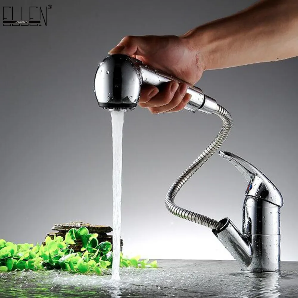 Vidric Deck Mounted Pull Out Kitchen Faucet  Hot and Cold Water Mixer Crane Single Hole Pull Down Kitchen Sink Water Tap Copper