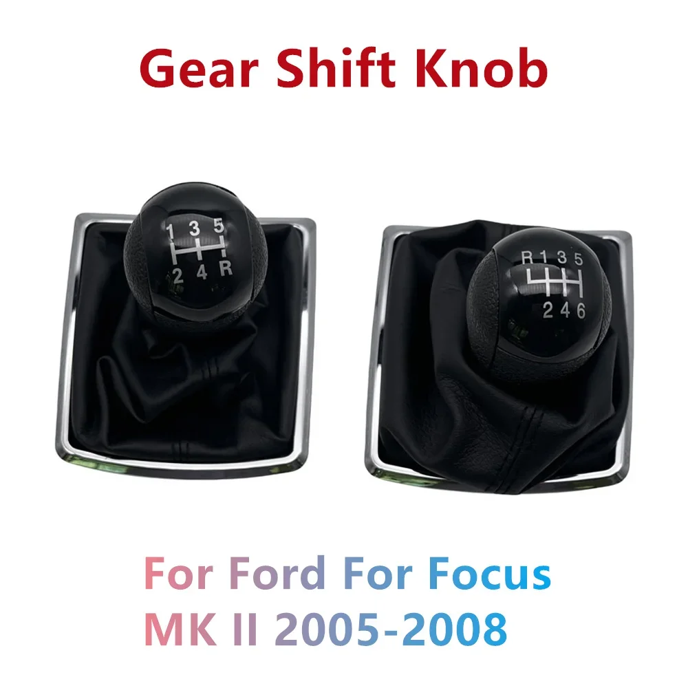 High Quality Auto Parts 5/6 Speed Car Manual Gear Shift Knob PU Leather Gaiter Boot Cover For Ford For Focus MK II 2005-2008