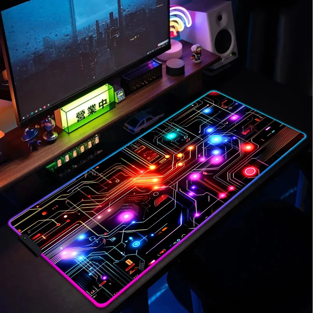 Alfombrilla de ratón de precisión para juegos, decoración para sala de juegos, alfombrilla grande para escritorio, alfombrilla de ratón grande con retroiluminación, alfombrilla de escritorio para gabinete