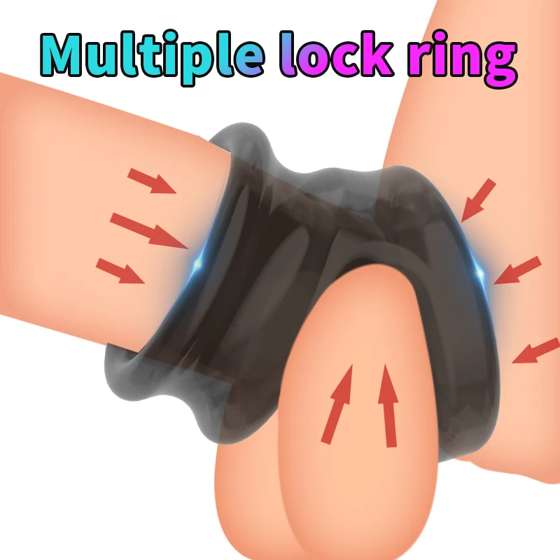 Male Silicone penis lock cock Ring Scrotum bondage Erection Delay Ejaculation Reusable Enlargement ball stretcher Sex Toy to Men