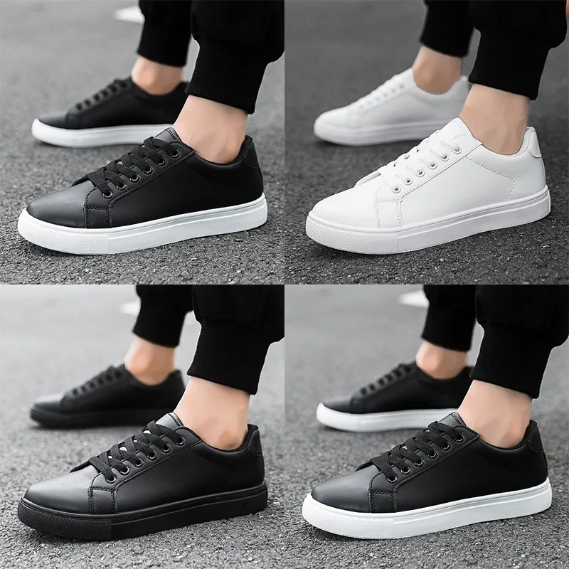 Chaussures décontractées noires pour hommes, chaussures tendance, nouvelle mode d'automne, espadrilles décontractées pour hommes, chaussures plates légères et confortables