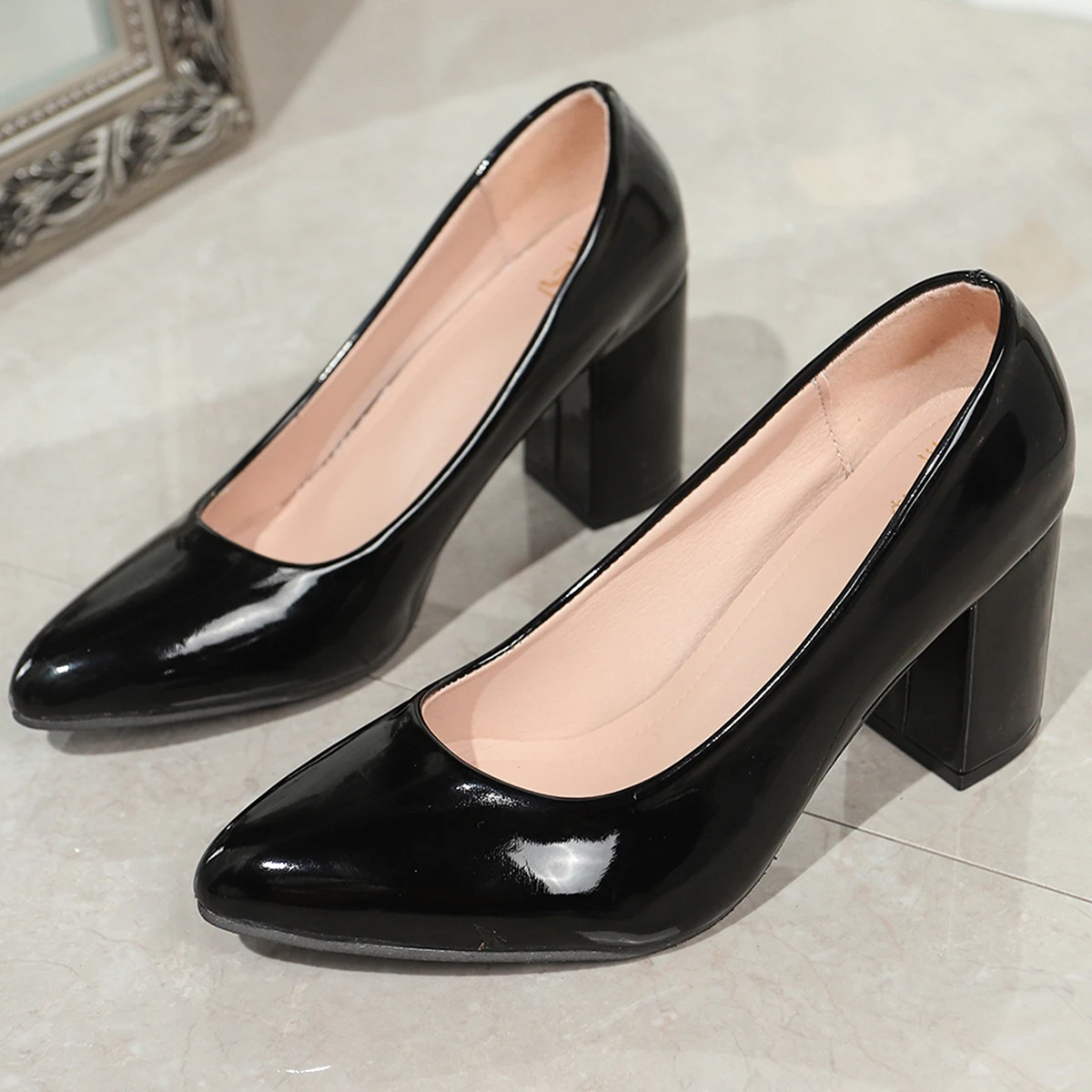 Leather Work Women Shoes - Plus-size women's shoes, new high heel