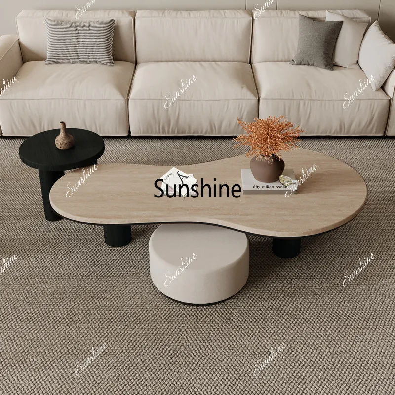 Medieval travertine coffee table living room household small apartment