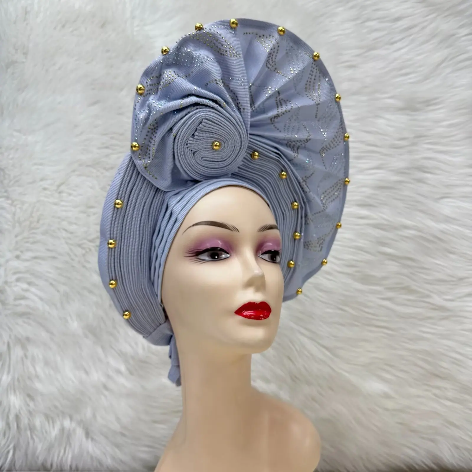 Fashion High Quality Africna Aso oke Auto Gele Headtie for Women Already Handmade African Nigerian Wedding Gele Turban Z1112-1