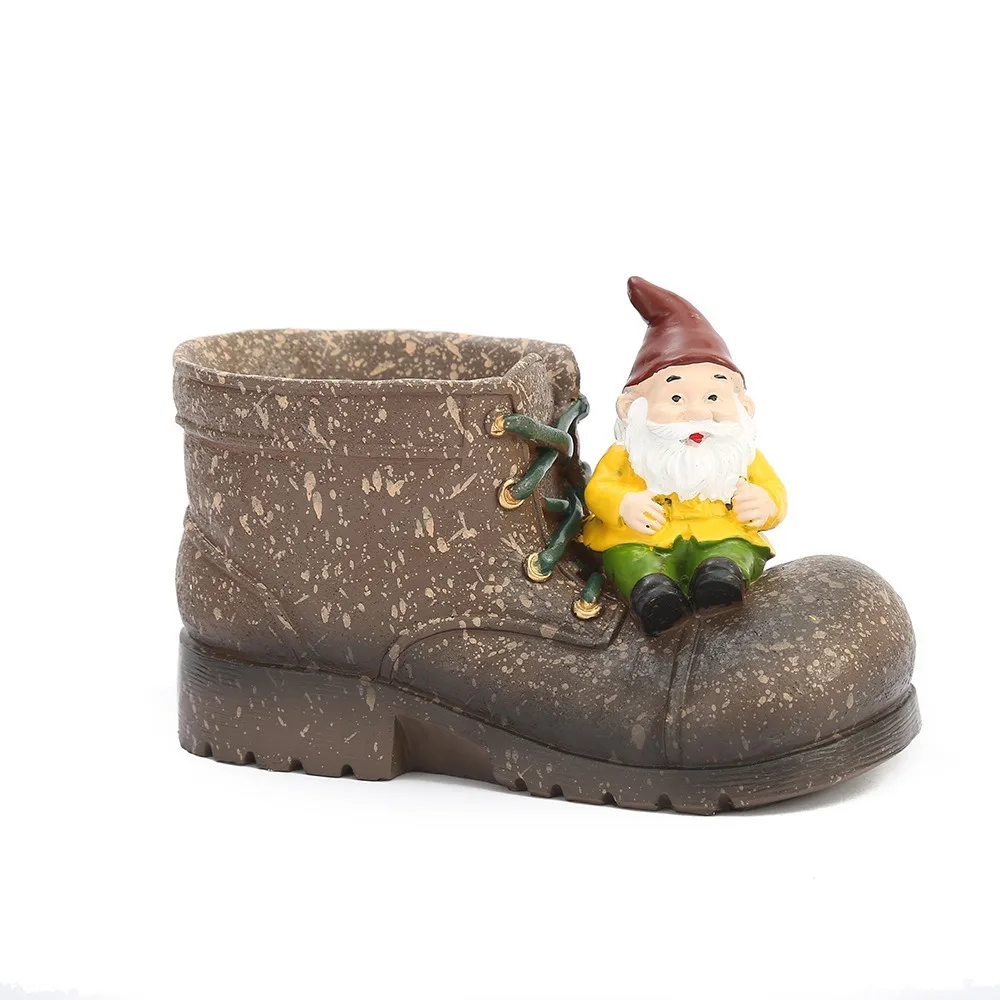 

Durable Cartoon Shoes Dwarf Flower Pots Funny Handmade Planters Pot Waterproof Resin Crafts Succulents Flower Pot Living Room