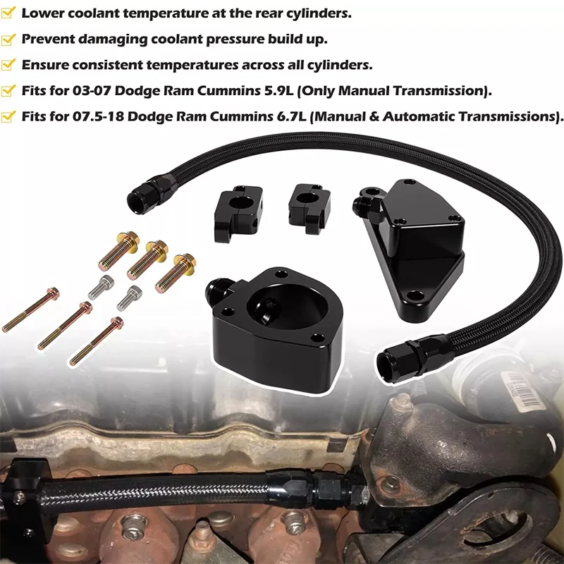 Freeze Coolant Bypass Kit  For 2003-2007 Dodge Ram 6.7L 2007.5-2018 for Cummins Diesel Engines Transmission