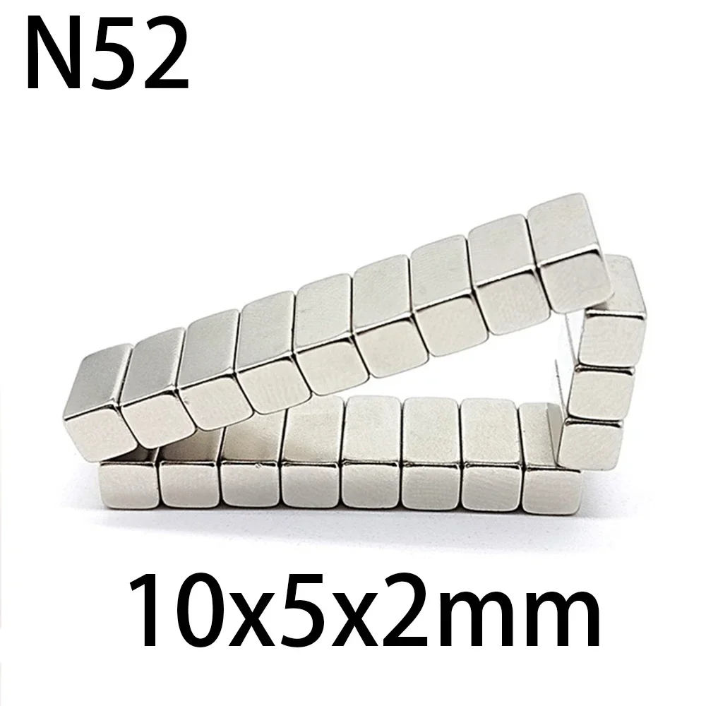 10x5x2 N52 Standard size and magnet Rectangle Square Neodymium Bar Block Strong Magnets Search healthcare or Motor Generator