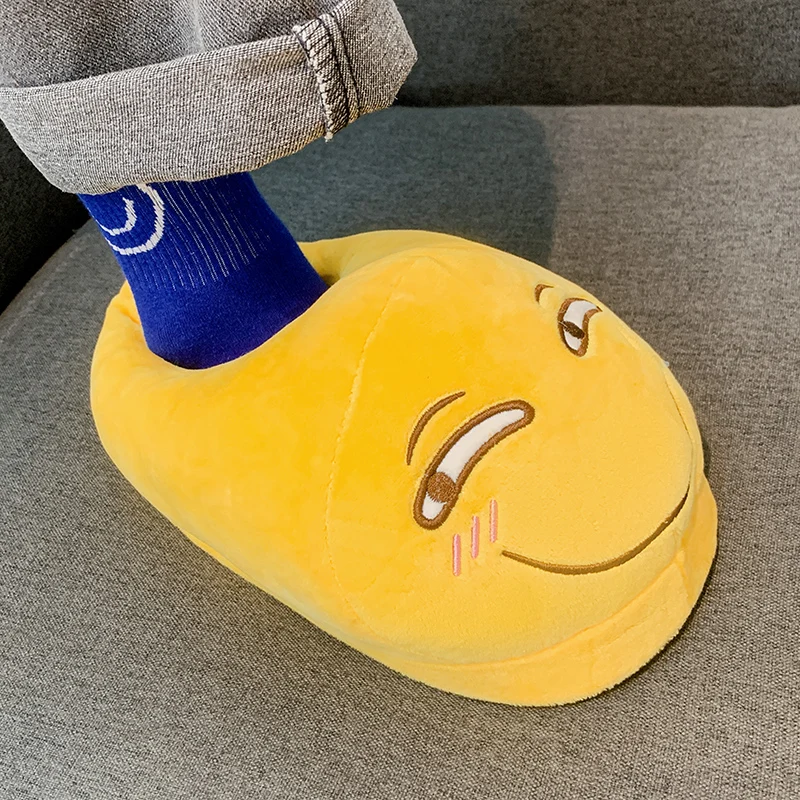 Inverno masculino chinelos quentes bonito feminino fundo macio casa interior engraçado flip flops unisex pele slides de pelúcia humorístico sapatos planos dos desenhos animados