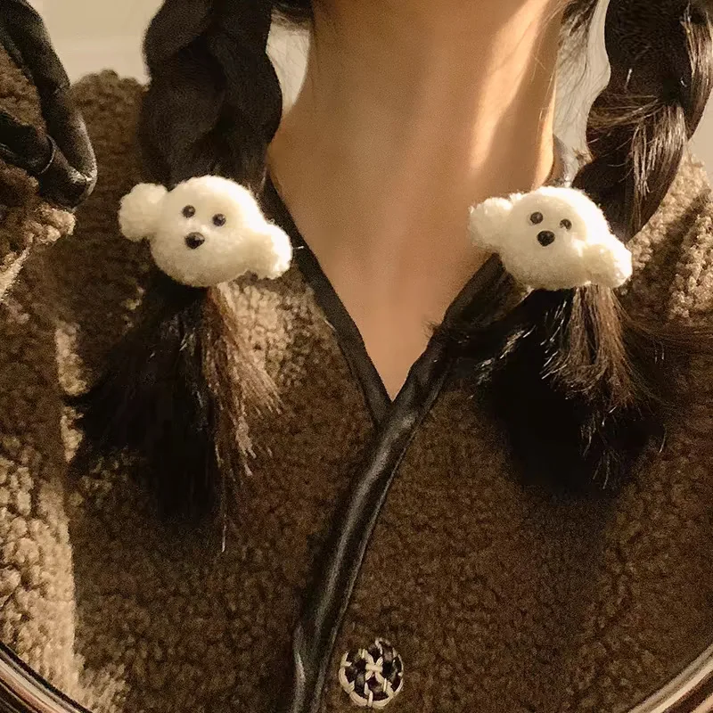 

Adorable Plush Puppy Hair Band 2026 New High Elasticity Durable Elastic Hair Tie for Women Daily Use Brown Headband