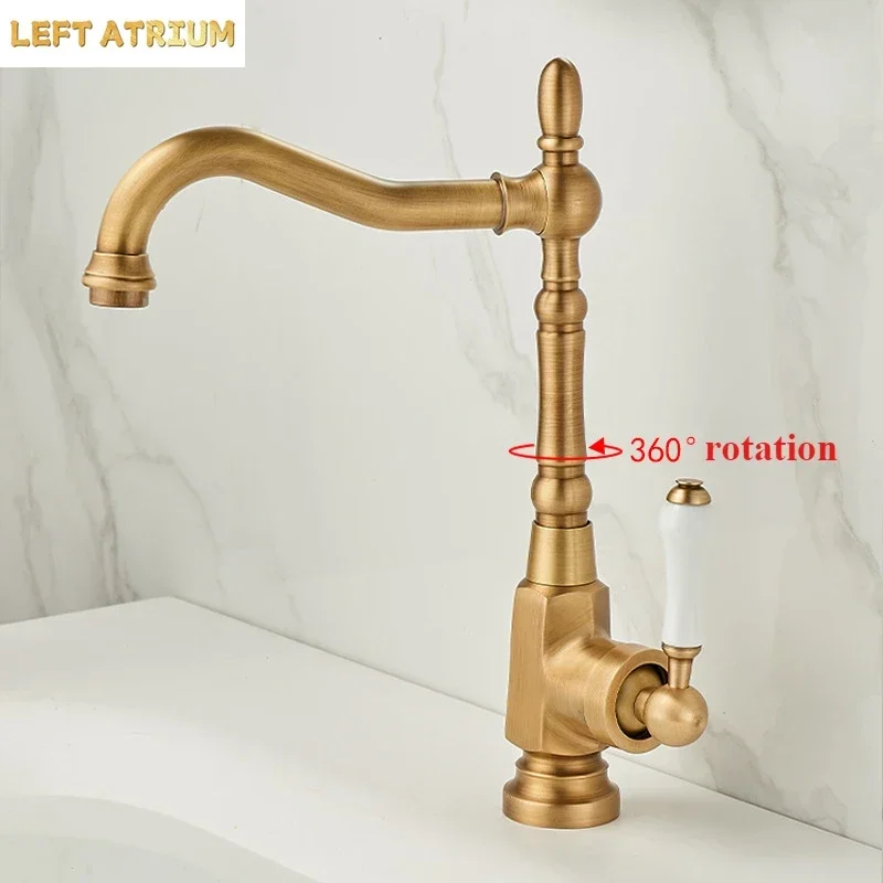 Vintage brass countertop basin faucet bathroom bathroom counter basin European style hot and cold water faucet