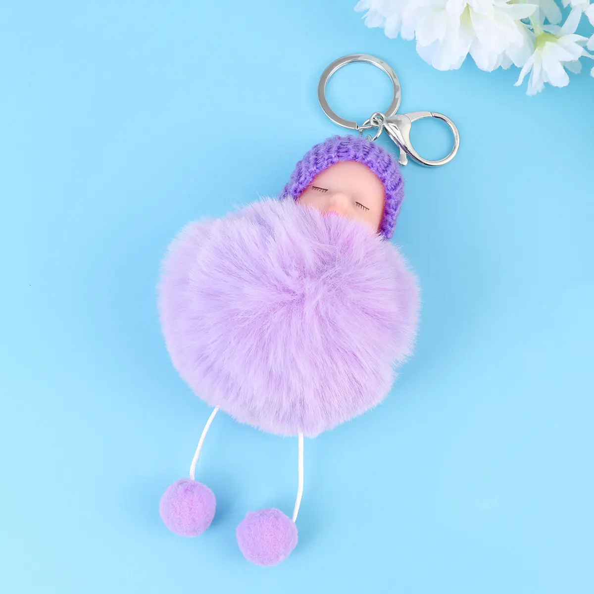 

Hairball Keychain Cute Jungle Animal Sleeping Baby Intial Keychains for Women