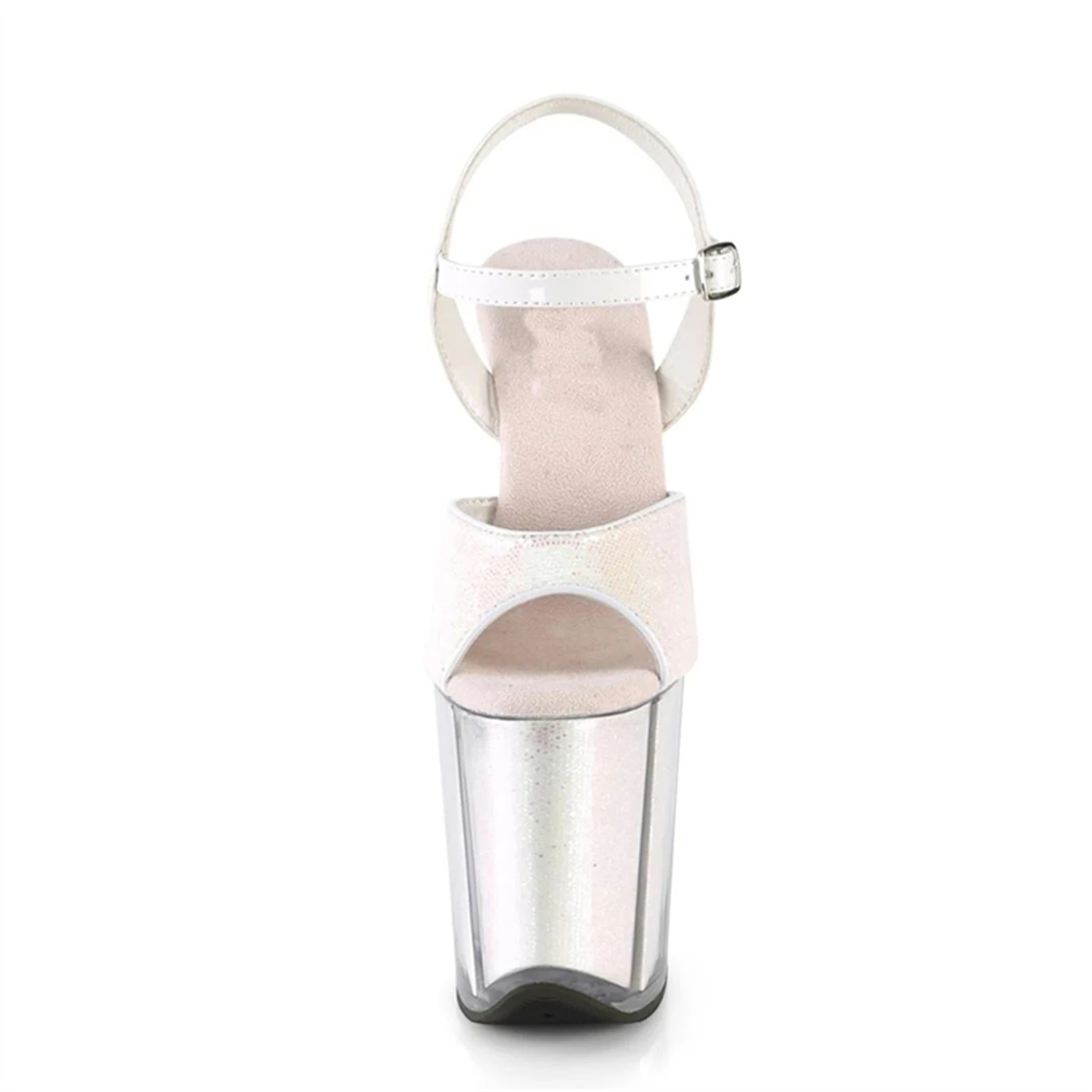 ​20CM Clear Platform Sandals White Pink, Glitter Peep Toe High Heels with Transparent Sole, Sparkly Stiletto Party Shoes​ - view 2
