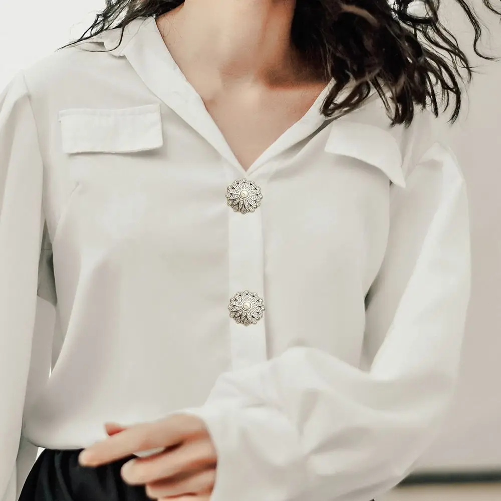 10Pcs Handmade Needlework Sewing Button Shirt Buttons Shiny Rhinestone Pearl Clothing Buttons Sewing Accessories