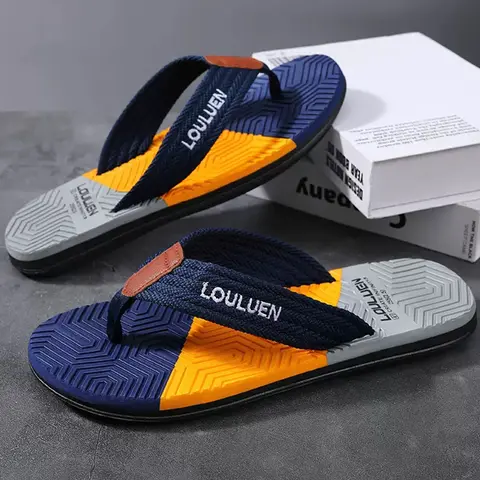 Högkvalitativa heta försäljning herrflip-flops sommar strandflip-flops herrmode andningsbara casual strandtofflor herr sommar utomhus 8 best sales glada floppar - №5