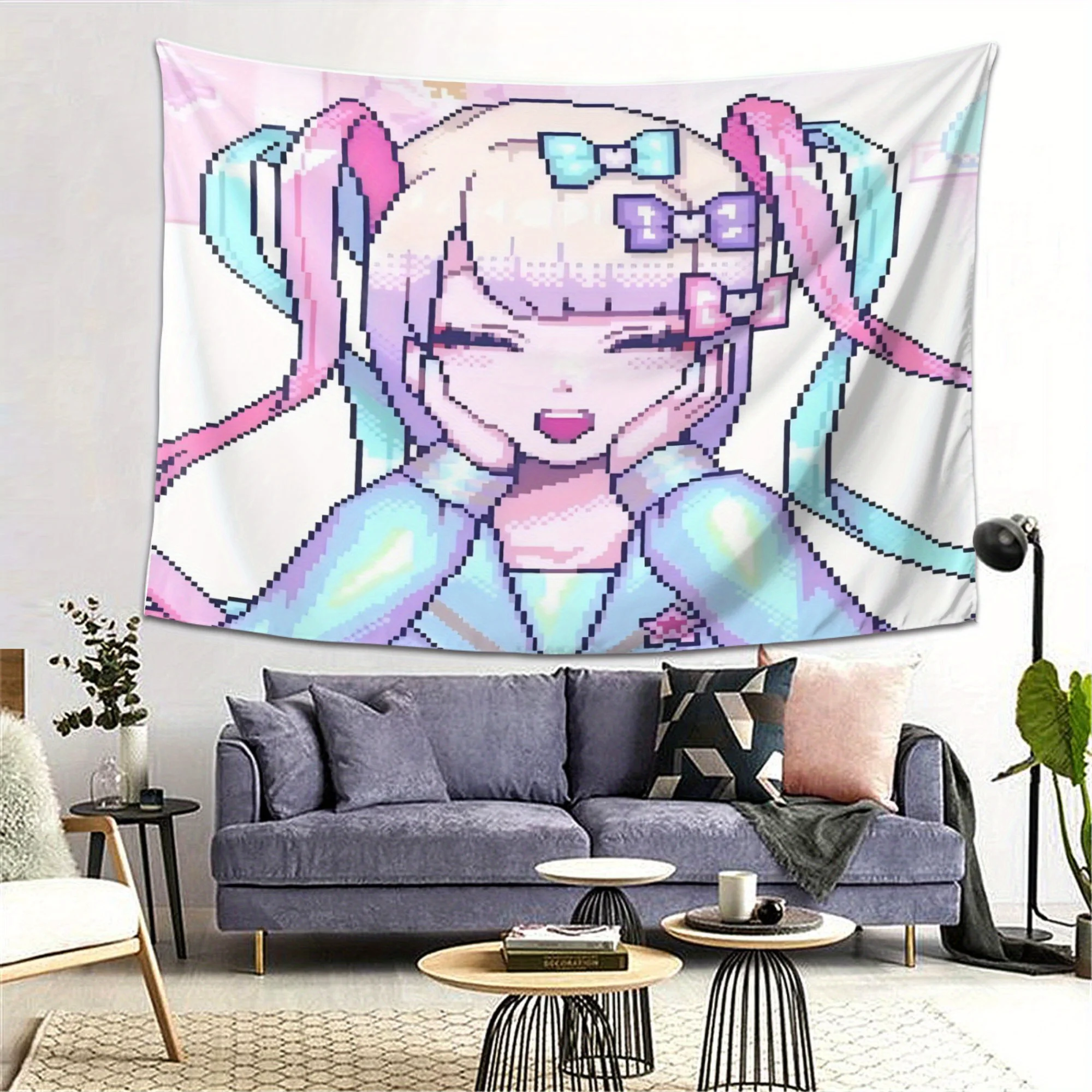 نسيج Kangel Nso اللطيف - ديكور حائط بوليستر خفيف الوزن أنيق، نسيج قطيفة من جلد الخوخ، تصميم فني متعدد الألوان مع