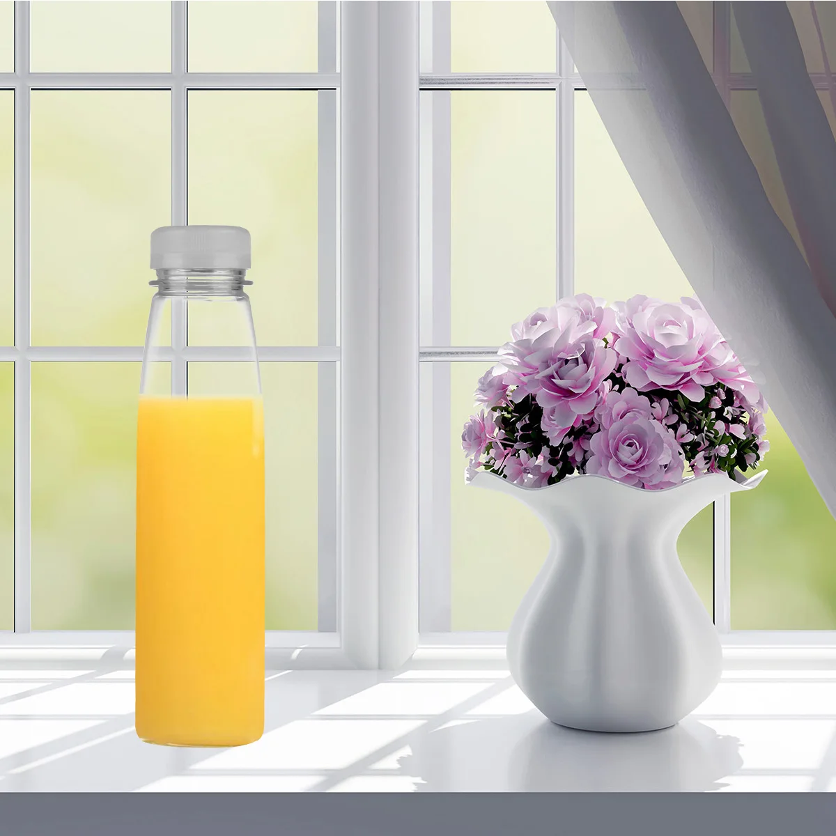 

10pcs Plastic Pet Storage Bottles Empty Juice Transparent Food Grade Eco-Friendly Leakproof Covers Drink Containers For Home