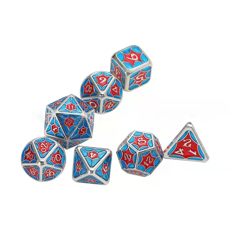 

7 Pcs Metal Dice Dice Set Zinc Alloy Polyhedral Dices D4 D6 D8 D10 D% D12 D20 for Role Playing Game MTG Pathfinder Table Games
