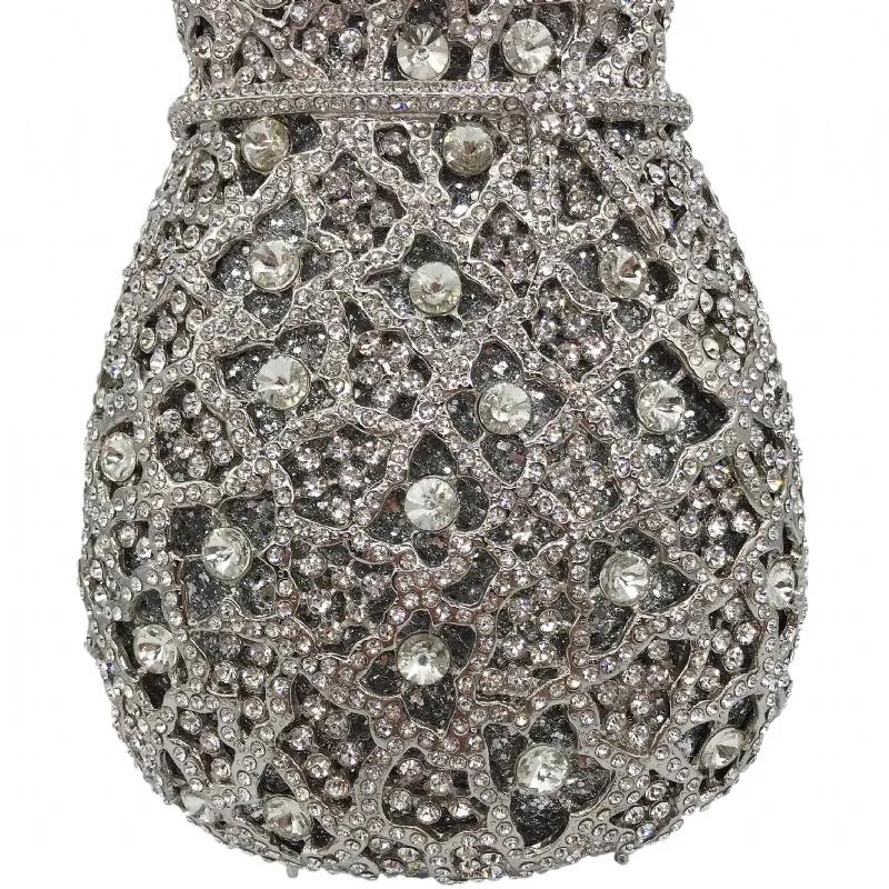 Luxuriöse Damen-Abendtasche mit Diamanten und Kristallen, Elegante Clutches, Klassische Braut- und Hochzeitstaschen – Detail 33