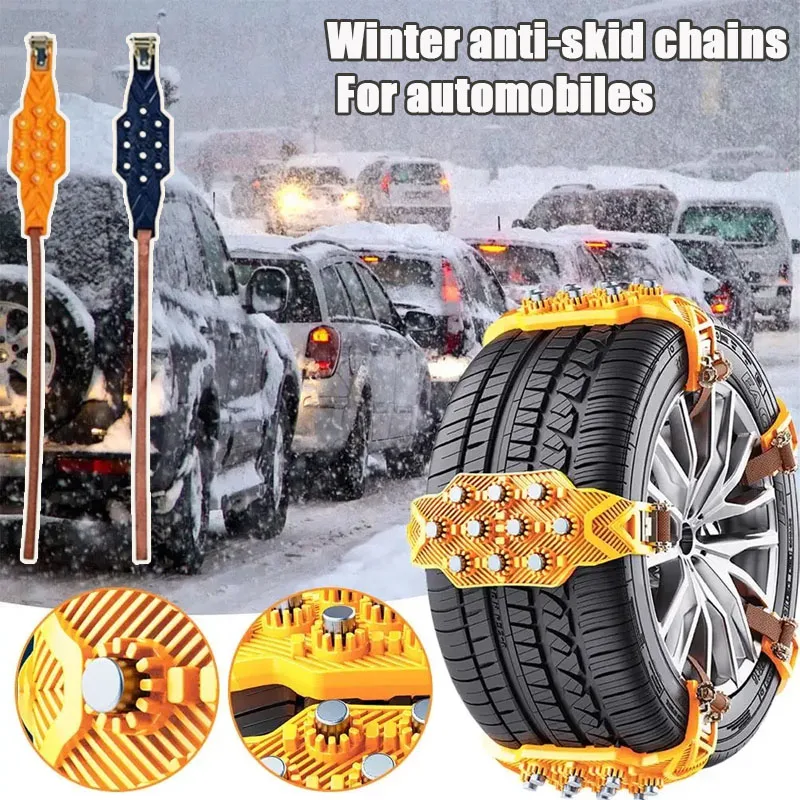 1-4PCS Car Winter Snow Chains Universal Fit  Anti Slip Traction Aid Protect Tire Rims for SUV Sedan Van