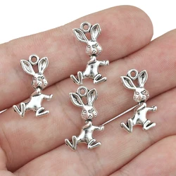 High Quality 20 Pieces/Lot 19mm*12mm Antique Silver Plated Animal Lovely Rabbit Charms For Jewelry Making