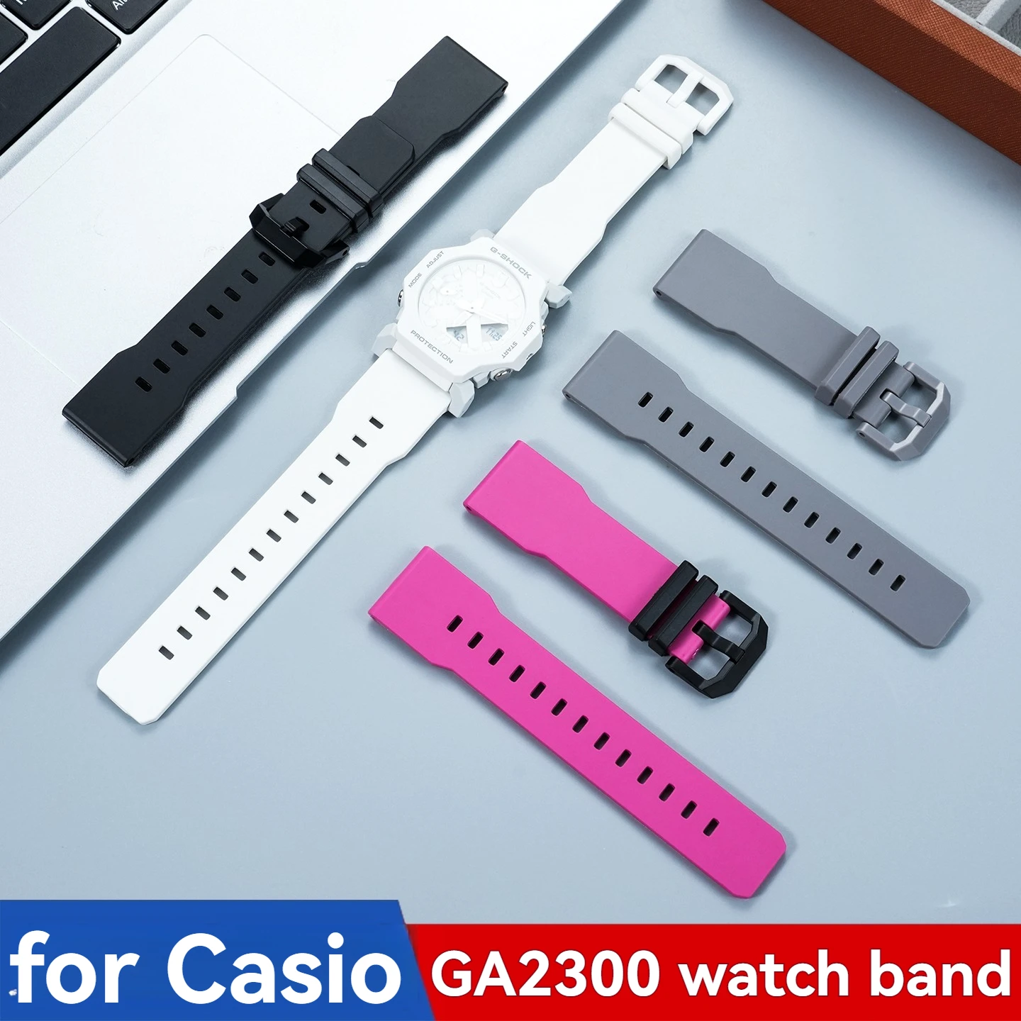 

Резиновый ремешок для часов из смолы цвета допамина 24 мм для Casio GA-2300 G-SHOCK — водонепроницаемый спортивный ремешок, стильная и прочная замена