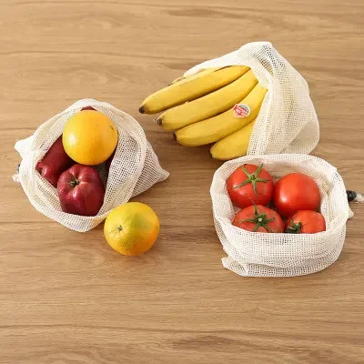 2020 Reusable Mesh Grocery Bag String Fruit Vegetable Storage Handbag Totes Shopping Mesh Net Woven Bag Shop Kitchen Organizer