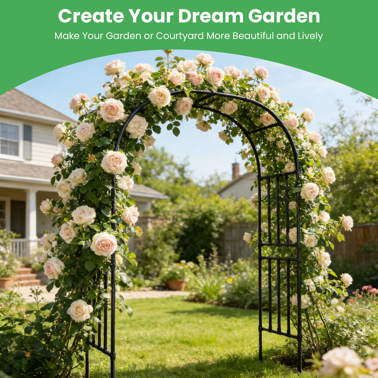 

7.87ft Halloween Archway for Climbing Plants Garden Arch Metal Trellis for Flower Vines Wedding Bridal Party Decoration