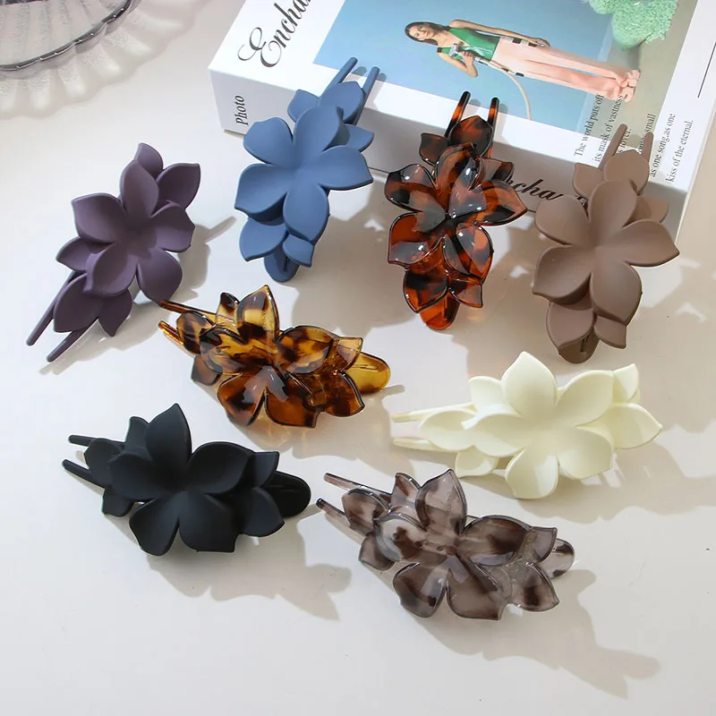 

Korean-Style Flower Matte Minimalist Hair Clip Elegant Women'S Bun Duckbill Clip Petal Hair Accessory