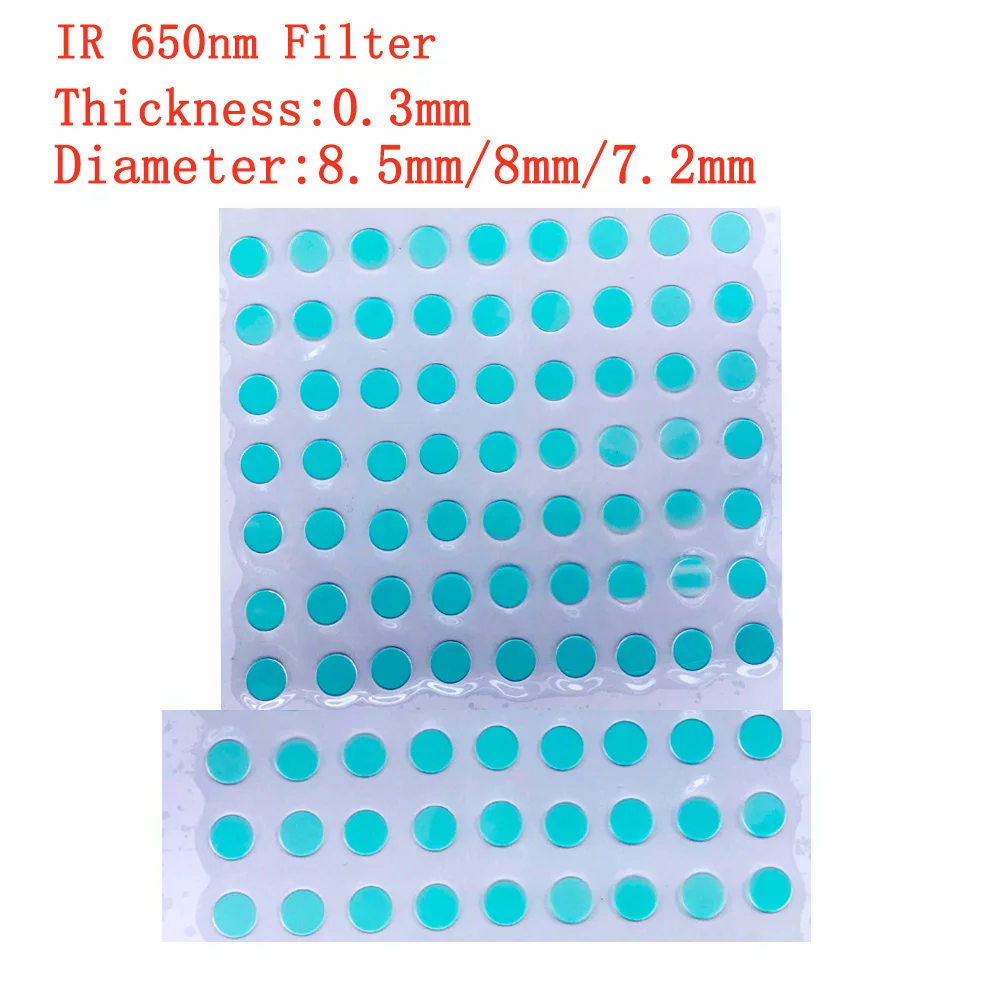 5PCS IR Filter 0.3mm Thickness 650nm Diameter 7.2mm/8.5mm/8mm Lens Filter for Infrared Photography And Optical Instruments
