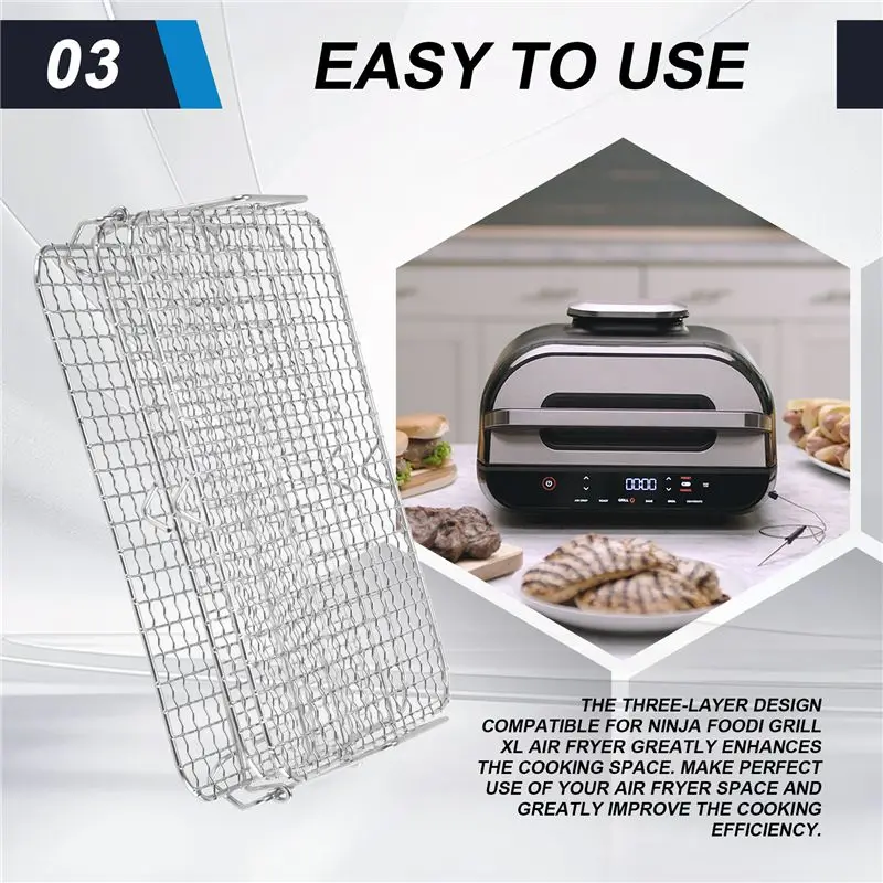 Air Fryer Rack For Ninja Foodi Grill XL Air Fryer, Multi-Layer Dehydrator Rack Toast Rack Air Fryer Accessories Eco-Friendly