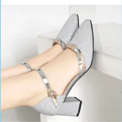 Women Sexy Party Silver Wedding Shoes Lady Cute Spring & Summer Light Weight Golden Pumps Club Work Shoes Zapatos De Mujer A224