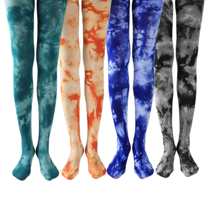 

Модные женские оранжевые/белые колготки с принтом тай-дай, нейлоновые колготки с принтом, оттенки синего/зеленого/оранжевого/серого цвета