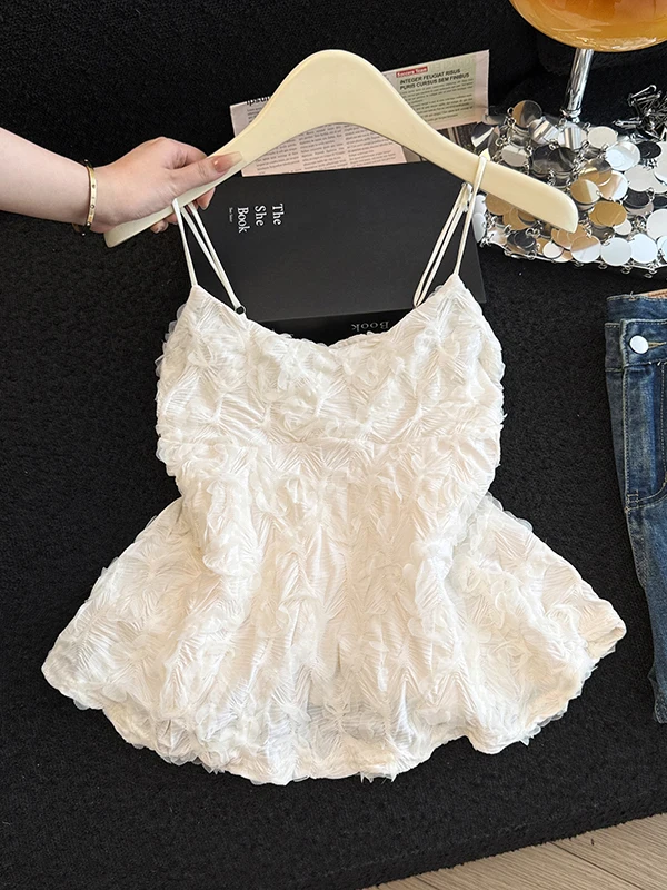 

Элегантный женский летний жилет с вышивкой 3D-цветами, легкий топ без рукавов, повседневный крой, полиэстер