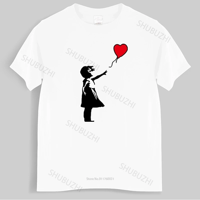 Mens luxury cotton T shirt Banksy Girl With Balloon Mens Pemium T Shirt Graffiti Art Urban Art Anarchy Loose tops teeshirt