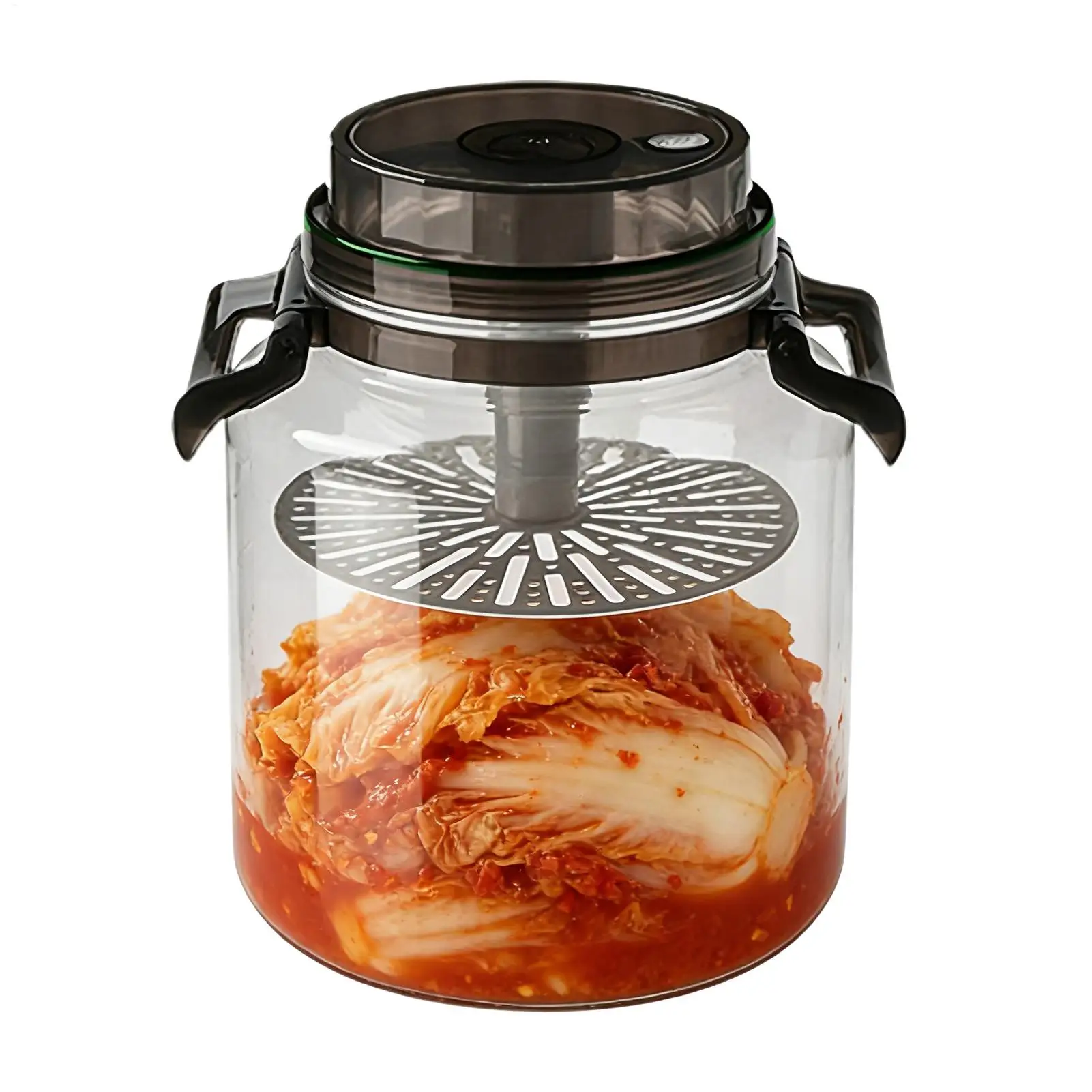 5L Pickle Jar Airtight Round Storage Canister Handle Fermentation Container Kimchi Brewing Kitchen Pantry Countertop Food Crock