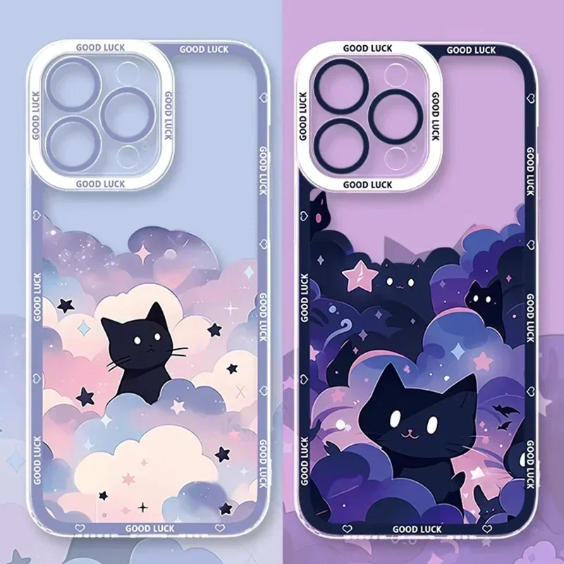 Fashion Starry Sky Black Cats Phone Case For TECNO CAMON 30 20 POVA 6 5 SPARK 10 Infinix Smart 8 7 Note 40 30i 20i Pro 5G Cover