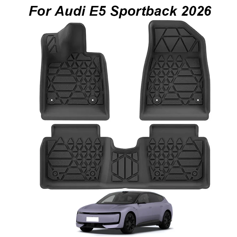 for Audi E5 Sportback 2026 Car Floor Mats, All-season Waterproof TPE Cargo Liner , Trunk Mats Back Cushion