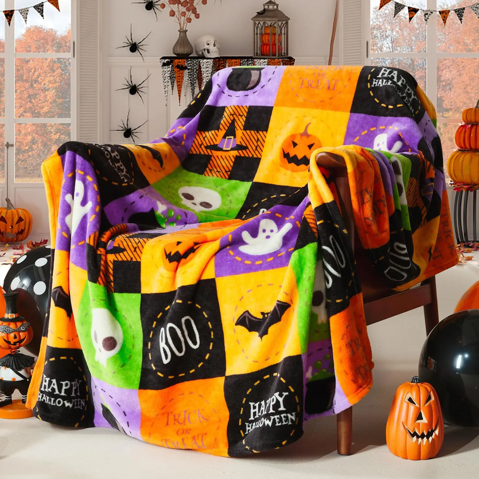 Halloween Themed Printed Flannel Blanket Coral Fleece Nap Blanket Air Conditioner Blanket Gift Anime Blanket Factory Wholesale