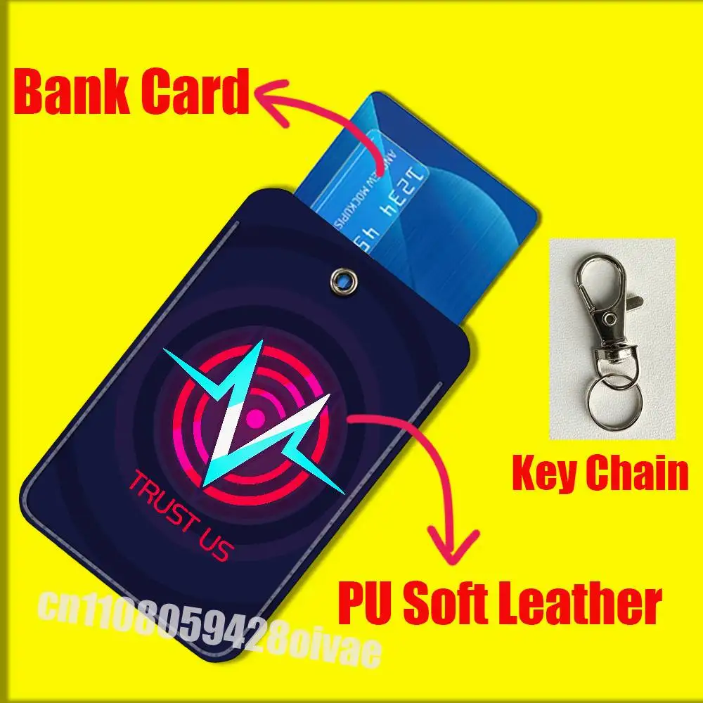 VOX Trust Us H-HazbinS For ID Clips Credit Bank Bag Bus Meal Card Holder Cover Pocket Decoration Keychain