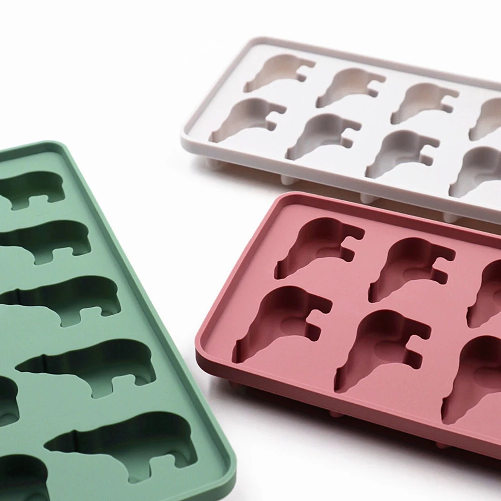 

10-Grid Silicone Ice Cube Mold Polar Bear Shape Kitchen Tray for DIY Ice Cream Popsicle Candy Chocolate Mold Pink