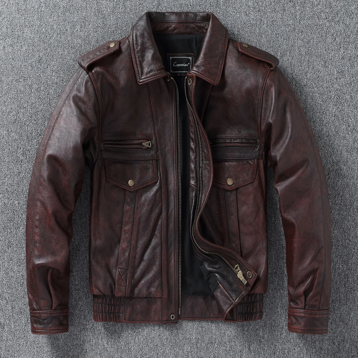 

2025 100% Cowhide Genuine Leather Coat for Men style of Moto & Biker Vintage Slim Male Natural Fashion lapel Leather Jacket