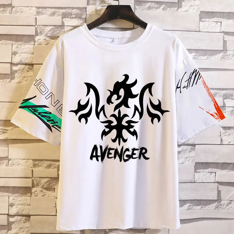 أنيمي لعبة FGO Gudako Fae الأسود جان دارك صابر البضائع قصيرة الأكمام الرجال فضفاض Fi حجم كبير جولة الرقبة Clohes الصيف