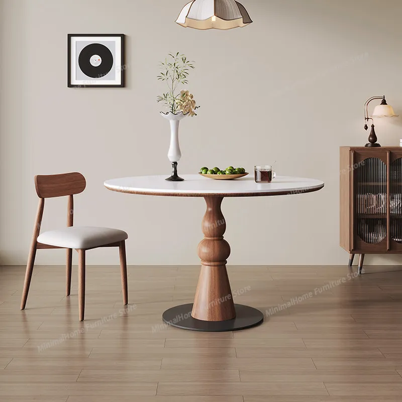 Round Mid Century Dining Table Restaurant Outdoor Wood Modern Dining Table Designer Reception Mesas De Comedor Kitchen Furniture