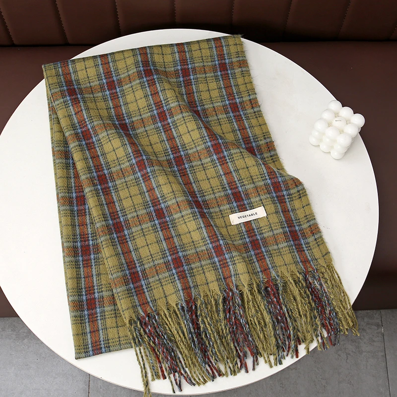 Cashmere Warm Plaid Women Luxury Blanket Scarf 2024 Brand Casual England Style Pashmina Wraps Thick Winter Poncho Bufanda Tassel