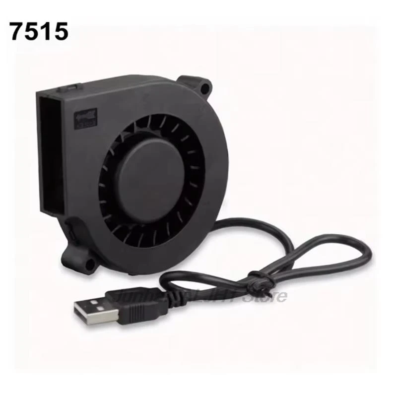 1/2/5pcs 75mm USB Fan Cooling Turbo Blower 7515 5V Brushless 3D Printer For Extruder DC Cooler Power Inverter Air Pump PC CPU F1