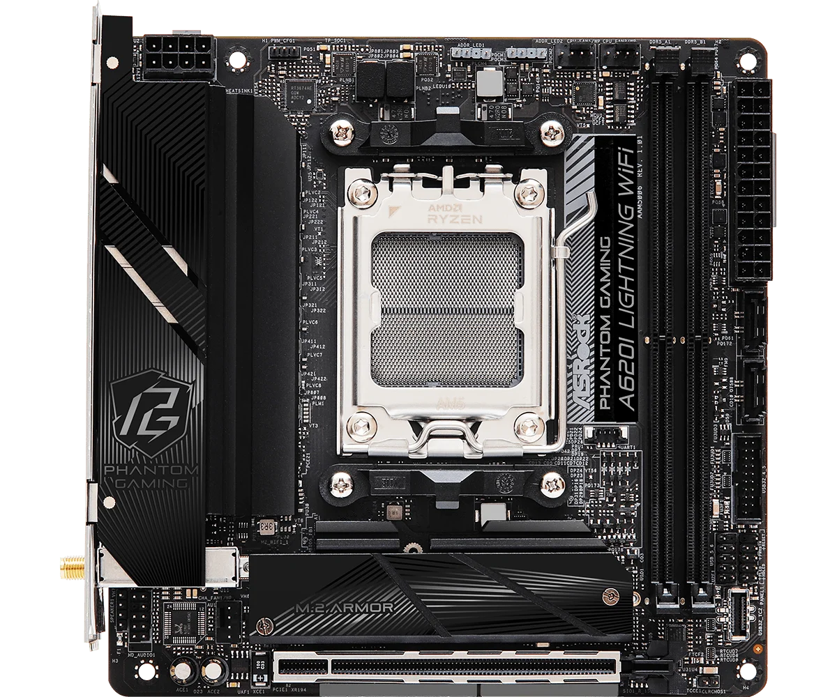 ASROCK A620I Lightning WiFi Mini-ITX Motherboard AMD A620 DDR5 128GB M.2 support 9600X 8600G 7500F 8300GE 7400 cpu