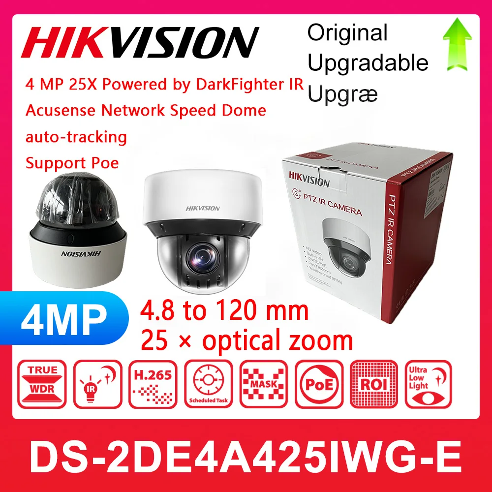 

Hikvision DS-2DE4A425IWG-E Replace DS-2DE4A425IW-DE 4MP 25X Powered by DarkFighter IR Acusense Speed Dome CCTV System Camera