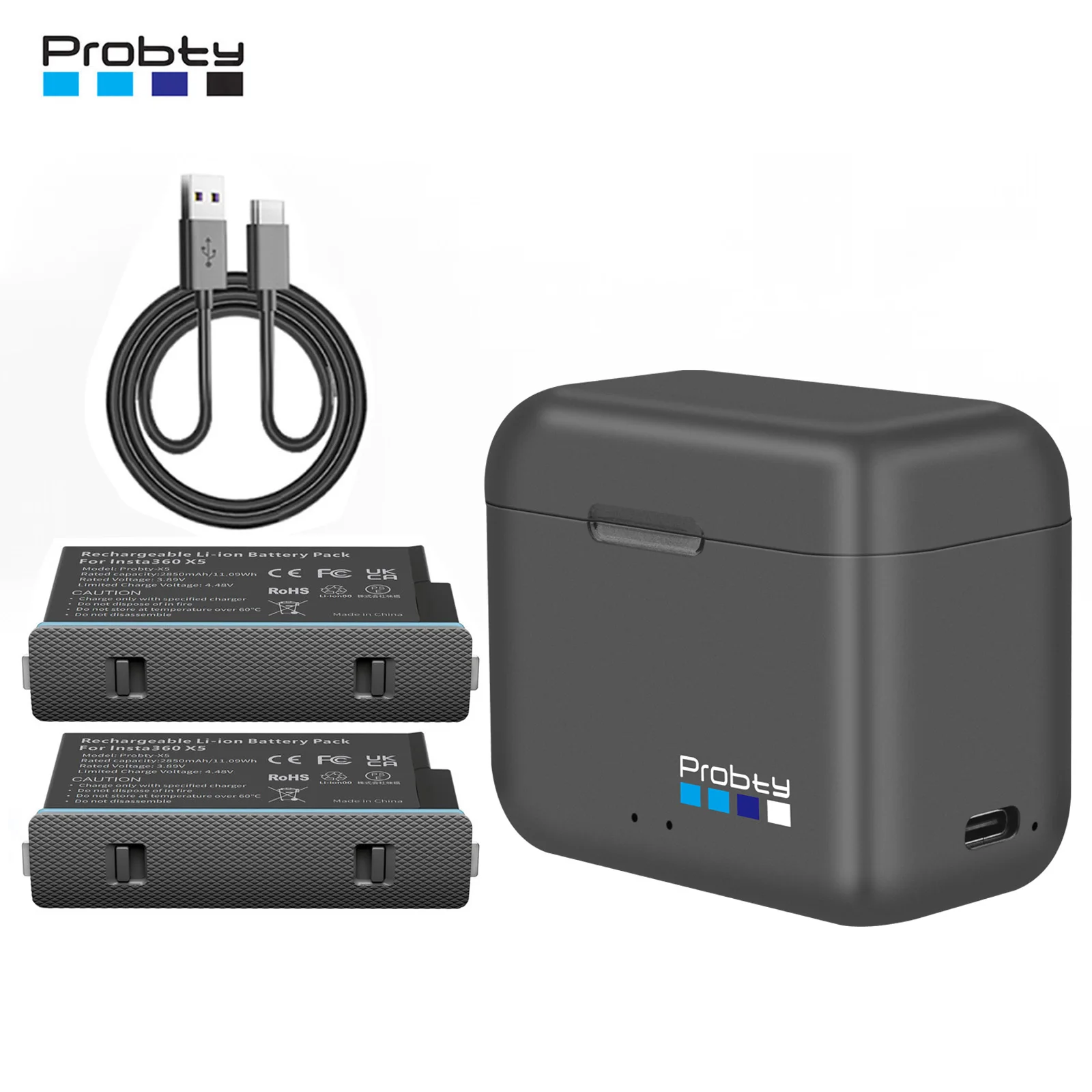 2850mAh For Insta360 X5 Battery+2-Slot Charger Fast Charge Hub for Insta360 X5 Battery Power Accessories