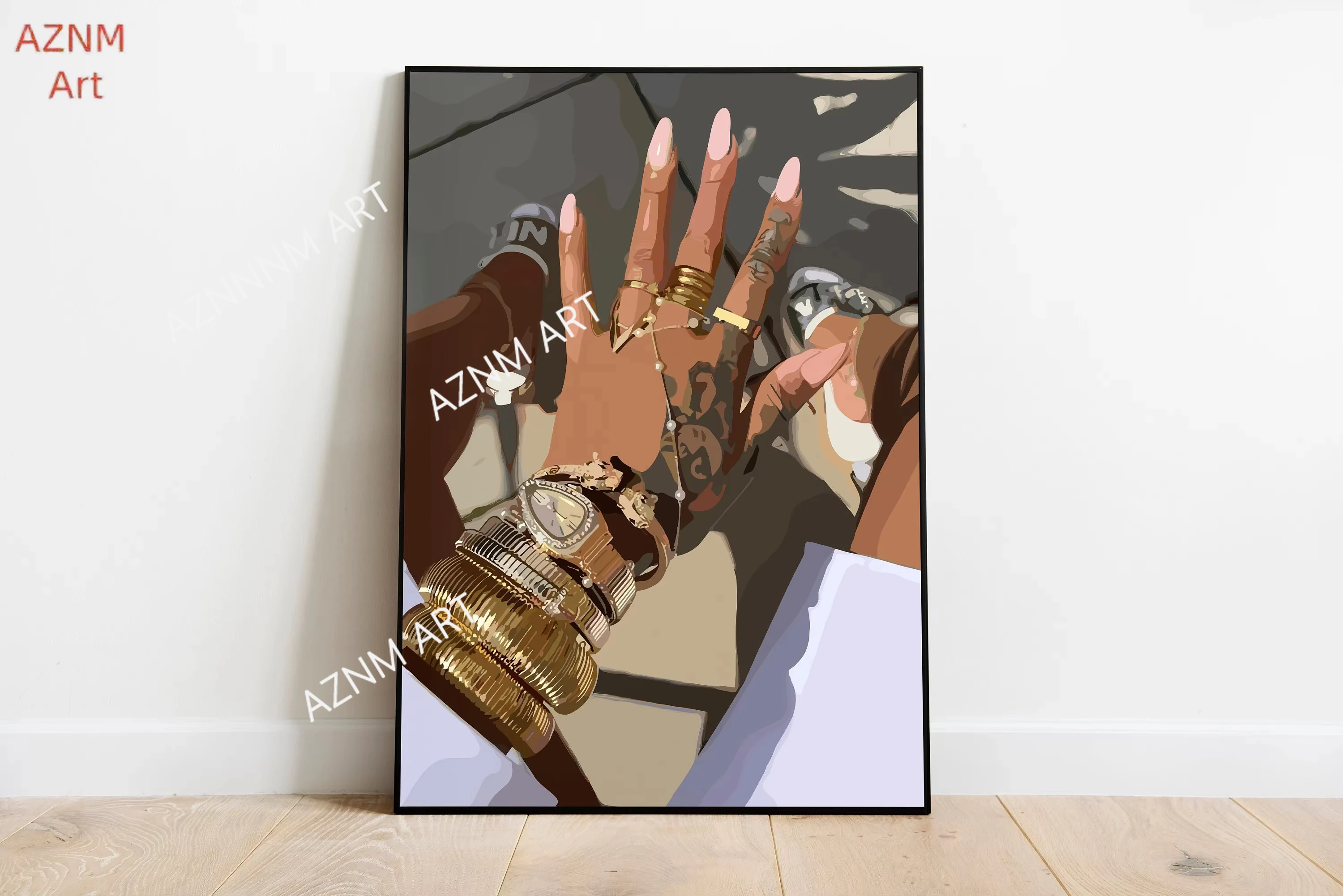 Black Girl Fashionable Women Nail Poster Print Wall Art Pictures Canvas Painting Living Room Bedroom Home Decor Gift Frameless